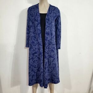 LulaRoe Sarah Blue Floral Printed Duster Cardigan Sweater Size S